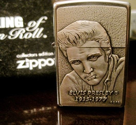 Victor has at least 10 Elvis Presley lighters in his collection. He grew up listening to Elvis.
